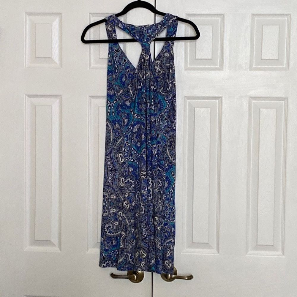 Sigrid Olsen Blue Paisley Print Racer Back Dress, Size Medium - Picture 5 of 5